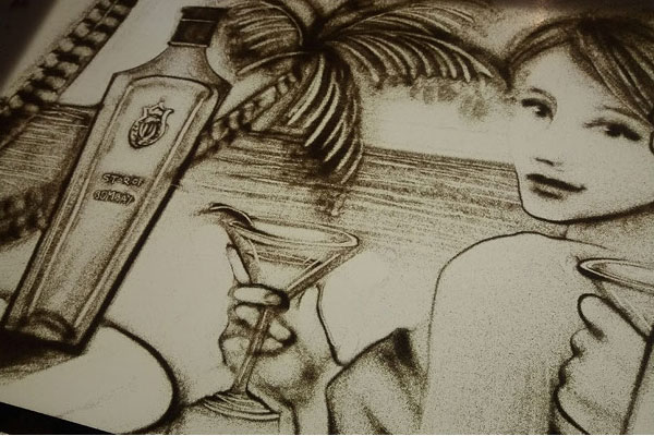 Sand art all'evento Star of Bombay